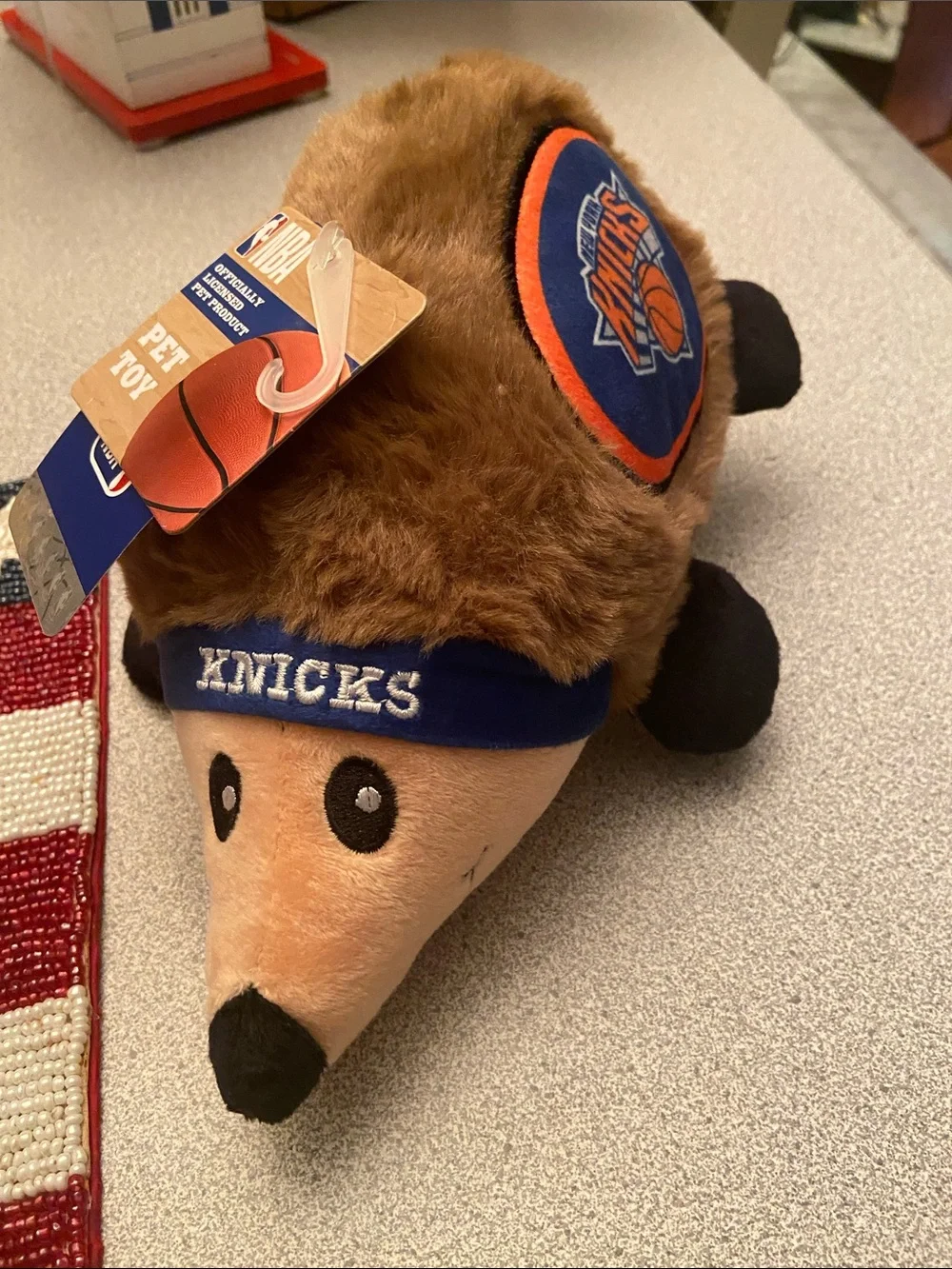 NBA Knicks Plush Hedgehog Toy in Brown and Blue